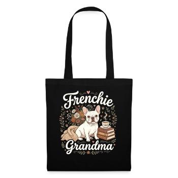 Frenchie Grandma Florale Wärme - Stoffbeutel - Schwarz - Vorne