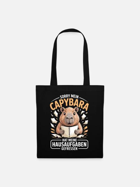 Capybara Hausaufgaben - Stoffbeutel - Schwarz