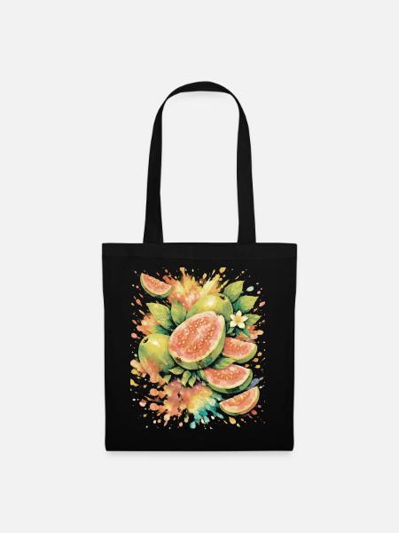 Tropische Guava Exotische Fruchtspritzkunst - Stoffbeutel - Schwarz