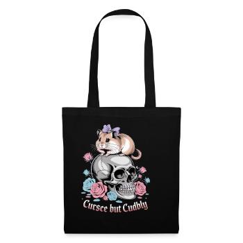 Curse But Cuddly Hamster On Skull - Tote Bag - black - Front