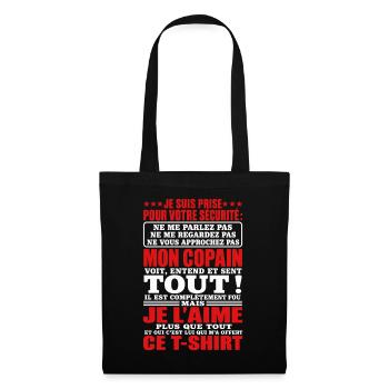 Copine Couple Cadeau humour personnalisé - Sac en tissu - noir - Devant