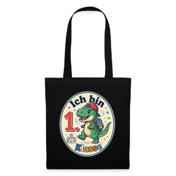 Dino 1. Klasse Schulfreude - Stoffbeutel - Schwarz - Vorne