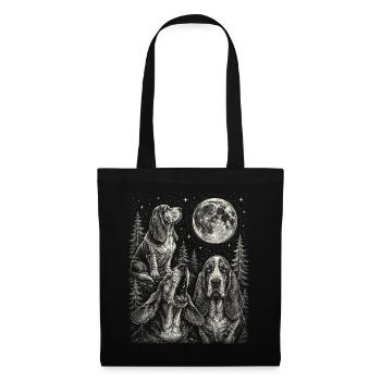 Race de chien Basset Hound drôle Moon - Sac en tissu - noir - Devant