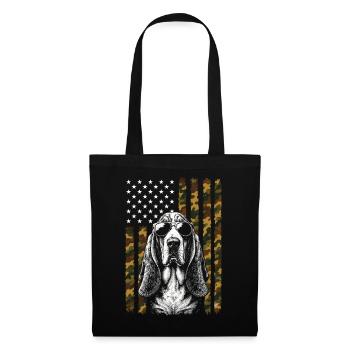 Basset Hound Dog US Flag Camo - Tote Bag - black - Front