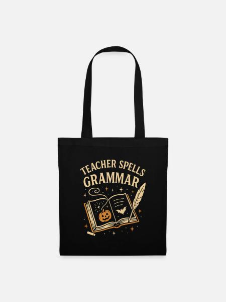 Lehrer-Grammatik-Halloween - Stoffbeutel - Schwarz