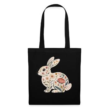Floral rabbit with plant pattern - Tote Bag - black - Front