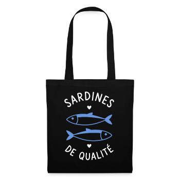 Quality Sardines – Blue Illustration - Tote Bag - black - Front