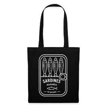Sardines en boîte noir et blanc - Sac en tissu - noir - Devant