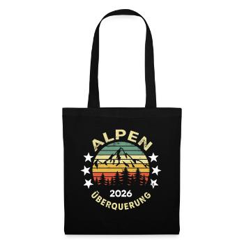 Alpen Überquerung 2026, Alpenüberquerung - Stoffbeutel - Schwarz - Vorne