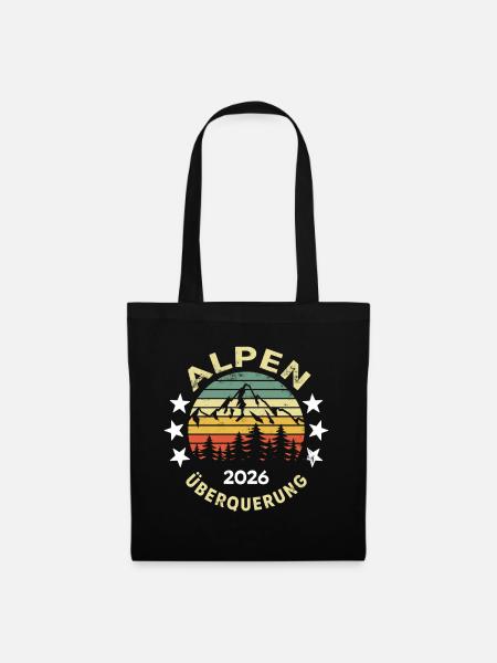 Alpen Überquerung 2026, Alpenüberquerung - Stoffbeutel - Schwarz
