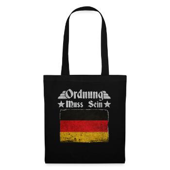 Ordnung muss sein – Deutschland Retro Flagge - Stoffbeutel - Schwarz - Vorne