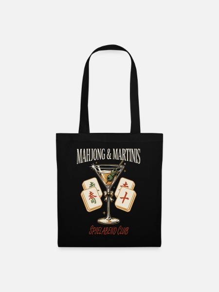 Mahjong Martini Abendclub - Stoffbeutel - Schwarz