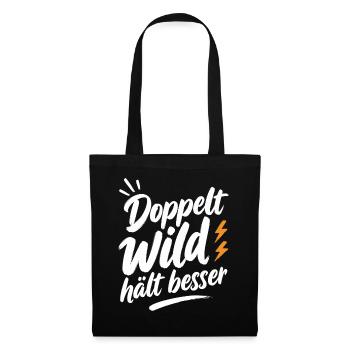 Doppelt Wild hält besser – Spruch für Paare - Stoffbeutel - Schwarz - Vorne