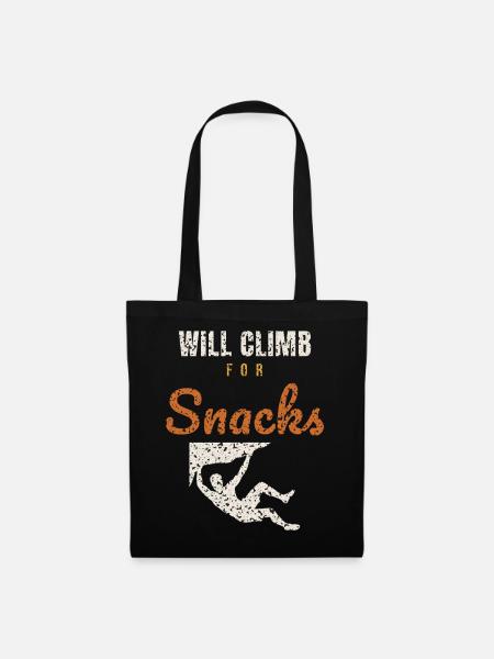 Will Climb For Snacks - Stoffbeutel - Schwarz