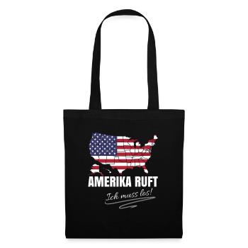 Amerika Auswandern - Stoffbeutel - Schwarz - Vorne