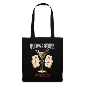 Mahjong Martini Spielabend - Stoffbeutel - Schwarz - Vorne