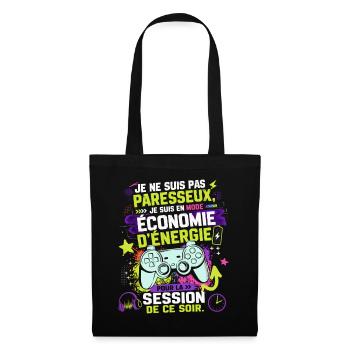 Gamer En Mode Économie D'Énergie - Humour games - Sac en tissu - noir - Devant