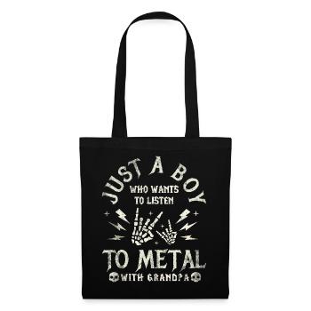 Metall-Baby Boy mit Opa Rock Baby - Stoffbeutel - Schwarz - Vorne