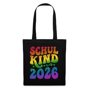 Écolier 2026 | Style arc-en-ciel | Inscription scolaire - Sac en tissu - noir - Devant