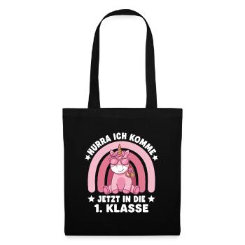 1. Klasse Einhorn Schulstart Einschulung - Stoffbeutel - Schwarz - Vorne