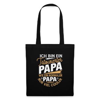 Tätowierter Papa Cooler Spruch - Stoffbeutel - Schwarz - Vorne