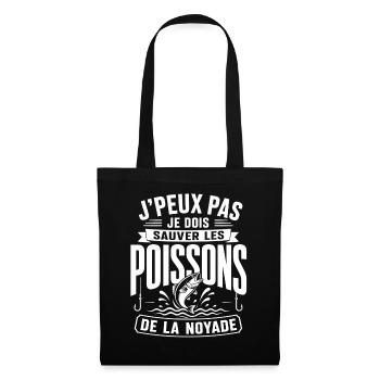 Humour Pêcheur, Cadeau Pêche Drôle - Sac en tissu - noir - Devant
