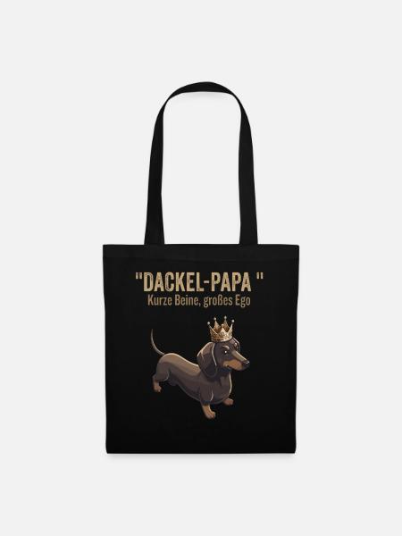 Dackel Papa - Kurze Beine Großes Ego - Stoffbeutel - Schwarz