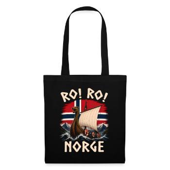 Ro! Ro! Norge – Wikinger Langschiff Norwegen - Stoffbeutel - Schwarz - Vorne