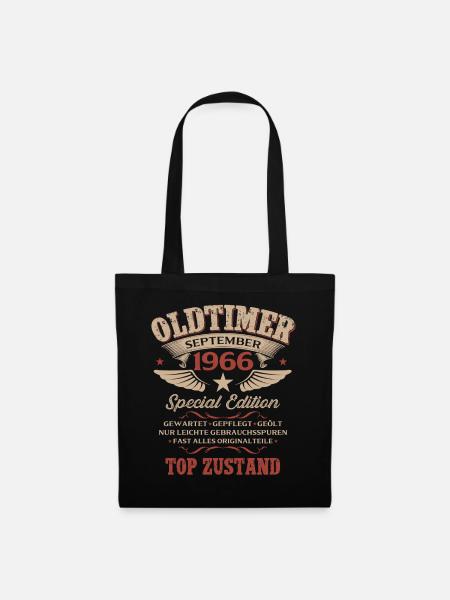 60. Geburtstag Geschenk Oldtimer September 1966 - Stoffbeutel - Schwarz