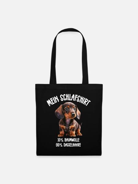 Schlafshirt Dackel Haare - Stoffbeutel - Schwarz