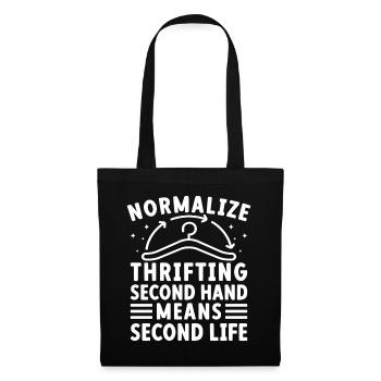 Thrift Shop Second Hand Means Second Life Love - Stoffbeutel - Schwarz - Vorne