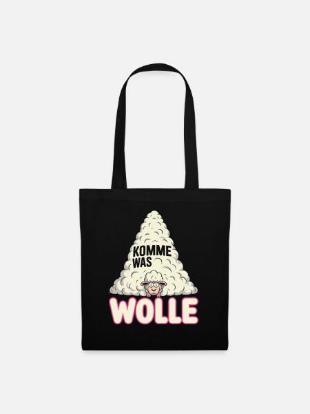 Stricken Komme Was Wolle Strickerin Häkeln Schaf - Stoffbeutel - Schwarz