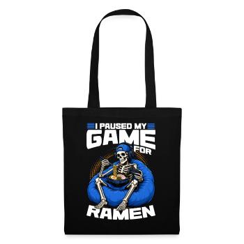 Funny Gaming and Ramen Gamer Skeleton - Stoffbeutel - Schwarz - Vorne