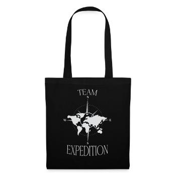 Team Expedition Kompass Weltkarte Wander  - Stoffbeutel - Schwarz - Vorne