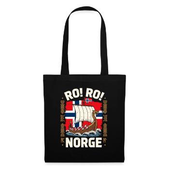 RO RO NORGE Wikinger Langschiff Norwegen Flagge - Stoffbeutel - Schwarz - Vorne