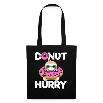Süßes Kawaii Faultier Donut Hurry Süßigkeiten Fan - Stoffbeutel - Schwarz - Vorne