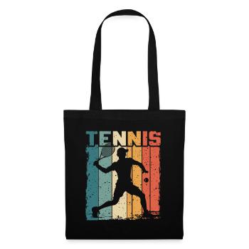 Retro Tennis Design Tennisspieler Spielt Vorhand - Stoffbeutel - Schwarz - Vorne