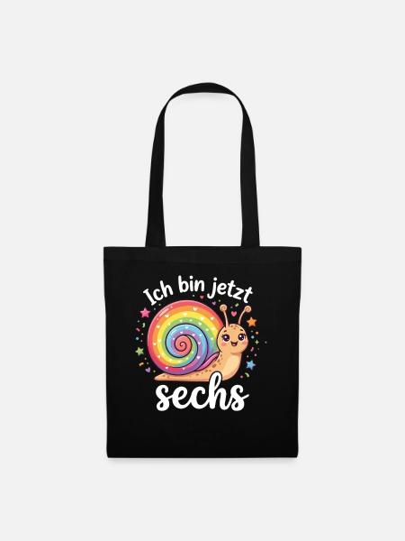 Ich Bin jetzt sechs - Stoffbeutel - Schwarz