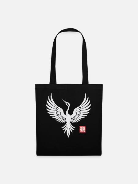 Crane Bird Japanese - Stoffbeutel - Schwarz