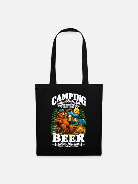 Funny Bear Camping Design - Stoffbeutel - Schwarz
