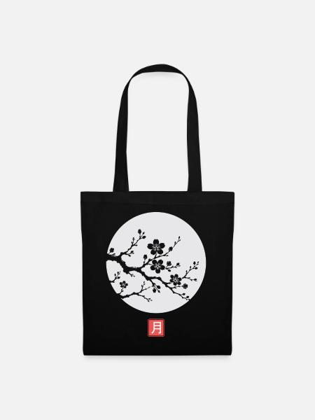 Japanese Sakura Moon Kanji - Stoffbeutel - Schwarz