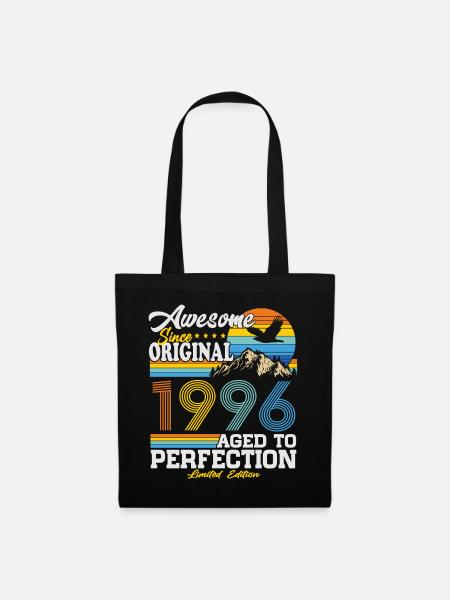 1996 Jahrgang Vintage Geburtstag Geschenk Retro - Stoffbeutel - Schwarz