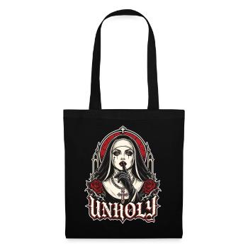 Gothic Nonne Unholy Dark Art Shirt - Stoffbeutel - Schwarz - Vorne