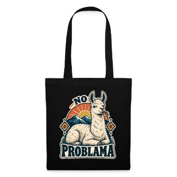 No Problama Lama Spruch Lustiges Lama Shirt - Stoffbeutel - Schwarz - Vorne