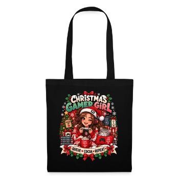 Weihnachts Gamerin Pixelkunst - Stoffbeutel - Schwarz - Vorne