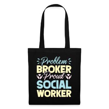 Social Worker Quote Proud Social Work - Stoffbeutel - Schwarz - Vorne