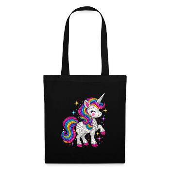 Unicorn Colorful Polka Dots  - Stoffbeutel - Schwarz - Vorne