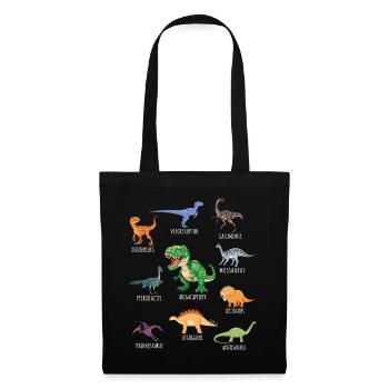 Dinosaurier Arten Urzeit Dinos Kinder Geschenk - Stoffbeutel - Schwarz - Vorne