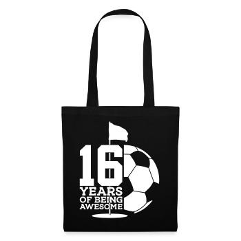 16 JAHRE FUßBALLGOLF 16. GEBURTSTAG - Stoffbeutel - Schwarz - Vorne