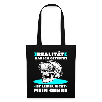 VR‑Schädel: Realität Nicht Mein Genre - Stoffbeutel - Schwarz - Vorne